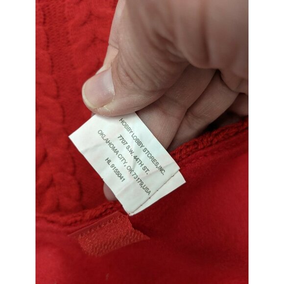 Cable Knit Red Christmas Tree Skirt 48" Hobby Lobby - Picture 4 of 5